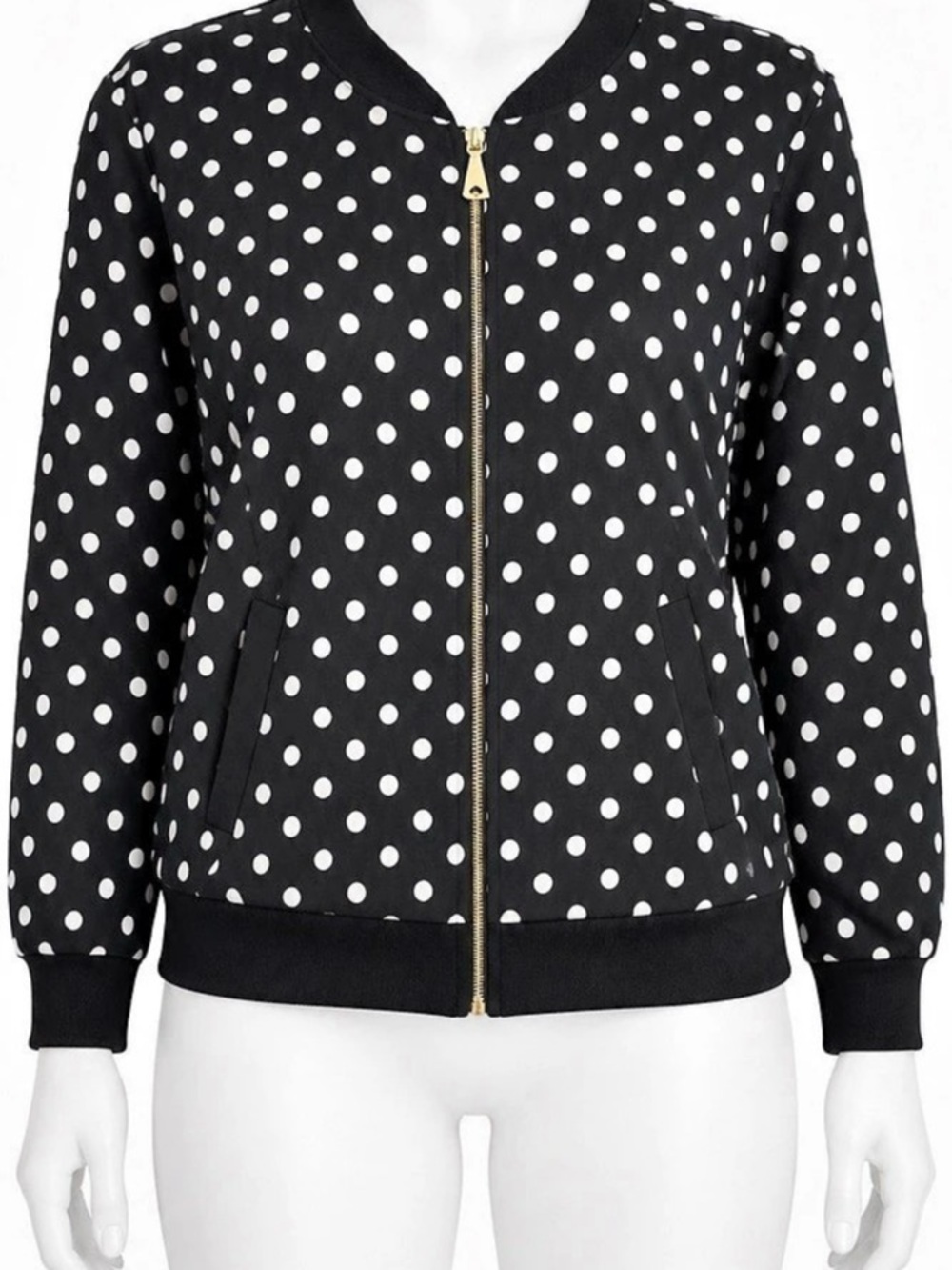 Olivia blu Polka Dot Bomber Jacket in Black & White Large